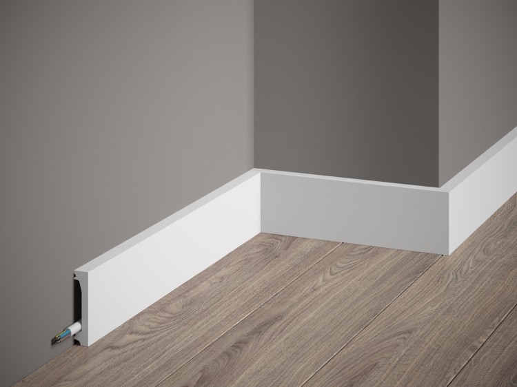 Prosta niska listwa Mardom Decor 6 cm MD032P malowana na biało